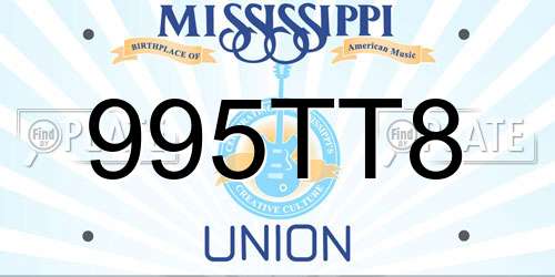 995TT8 Mississippi License Plate