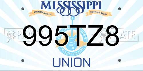 995TZ8 Mississippi License Plate