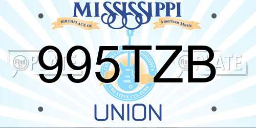 995TZB Mississippi License Plate