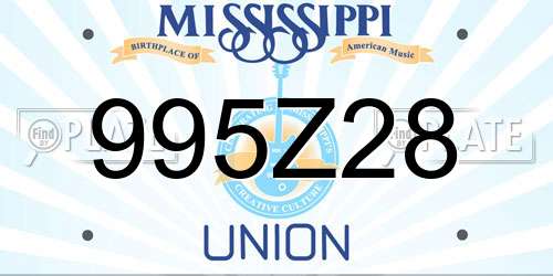 995Z28 Mississippi License Plate