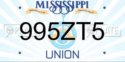 995ZT5 Mississippi License Plate