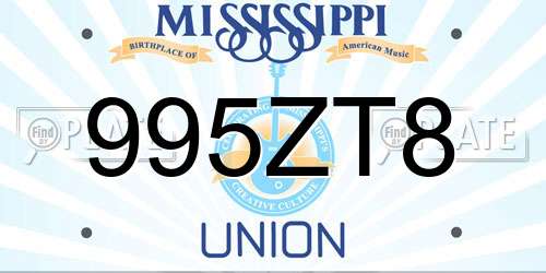 995ZT8 Mississippi License Plate