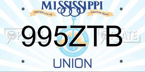 995ZTB Mississippi License Plate