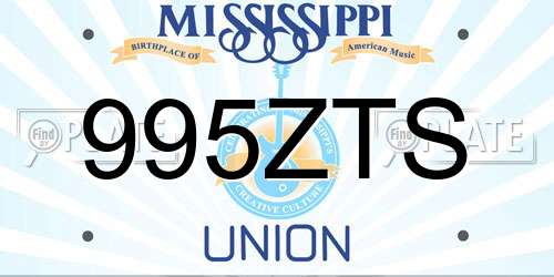 995ZTS Mississippi License Plate
