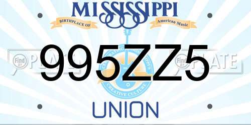 995ZZ5 Mississippi License Plate