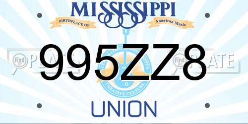 995ZZ8 Mississippi License Plate