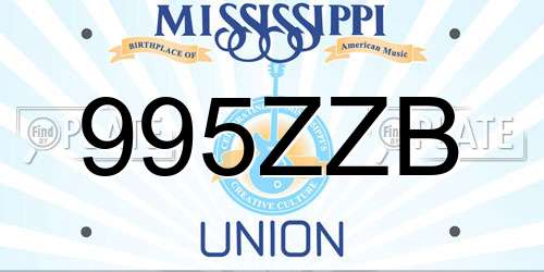 995ZZB Mississippi License Plate
