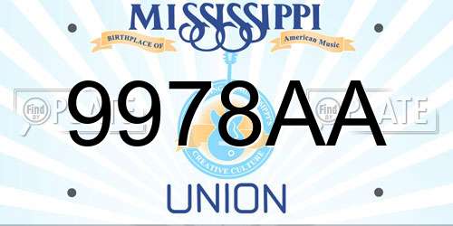 9978AA Mississippi License Plate