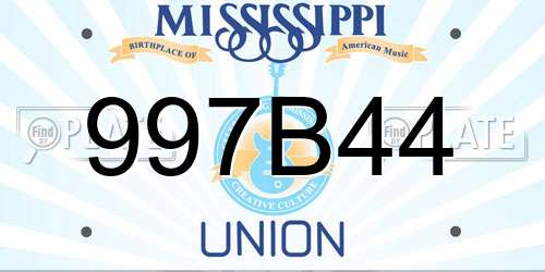 997B44 Mississippi License Plate