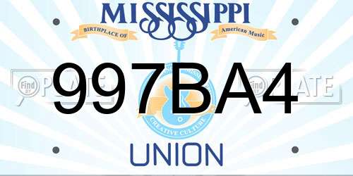997BA4 Mississippi License Plate