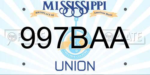 997BAA Mississippi License Plate