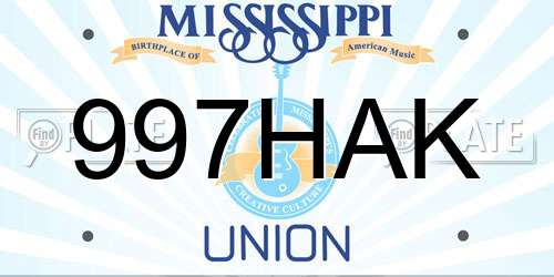 997HAK Mississippi License Plate