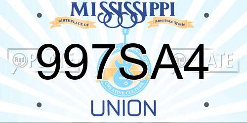 997SA4 Mississippi License Plate