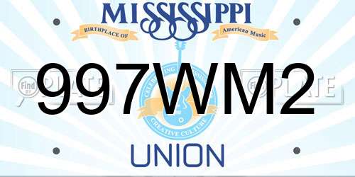 997WM2 Mississippi License Plate