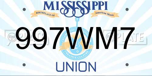 997WM7 Mississippi License Plate