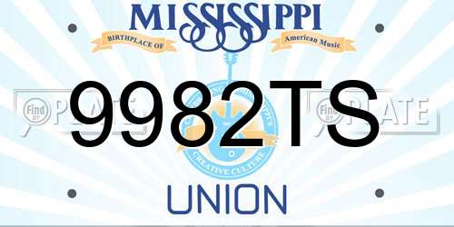 9982TS Mississippi License Plate