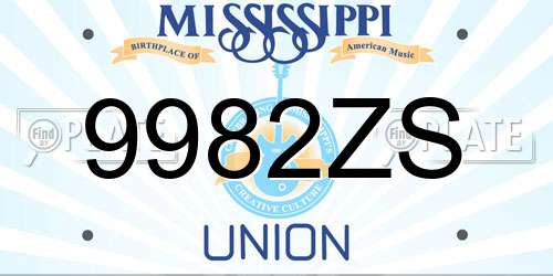 9982ZS Mississippi License Plate