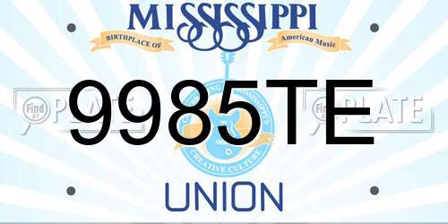 9985TE Mississippi License Plate