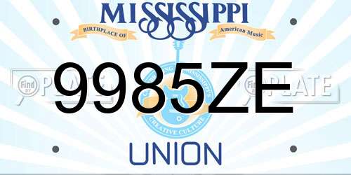 9985ZE Mississippi License Plate