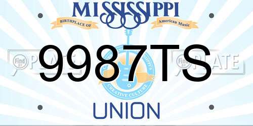 9987TS Mississippi License Plate