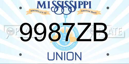 9987ZB Mississippi License Plate