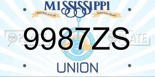 9987ZS Mississippi License Plate