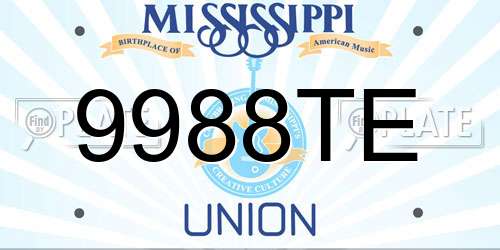 9988TE Mississippi License Plate