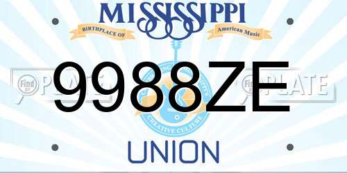 9988ZE Mississippi License Plate