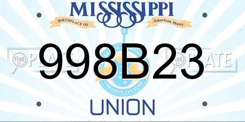 998B23 Mississippi License Plate