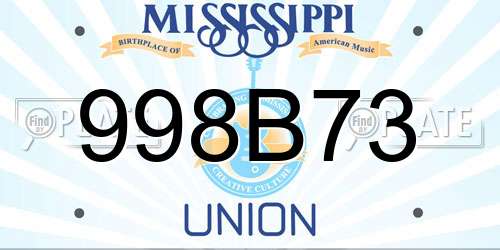 998B73 Mississippi License Plate