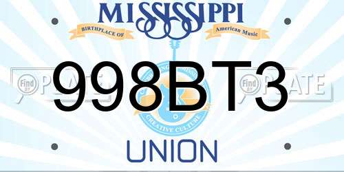 998BT3 Mississippi License Plate