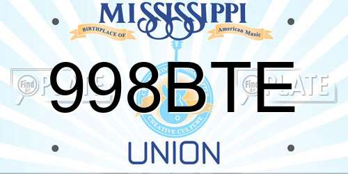 998BTE Mississippi License Plate