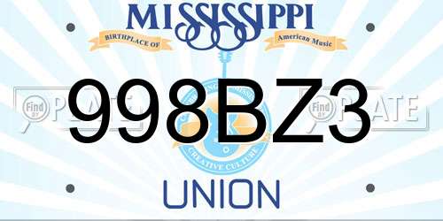 998BZ3 Mississippi License Plate