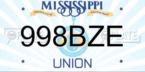 998BZE Mississippi License Plate