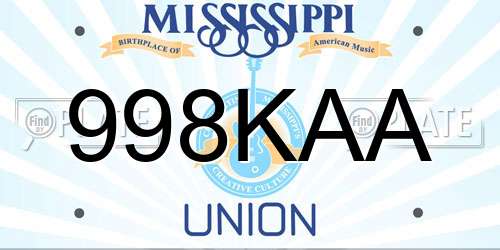 998KAA Mississippi License Plate