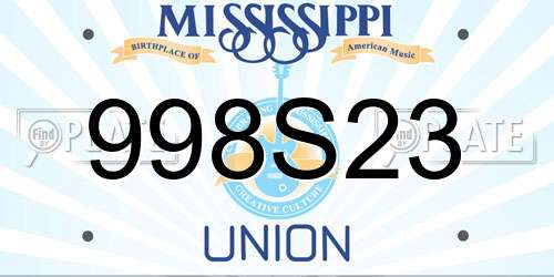 998S23 Mississippi License Plate