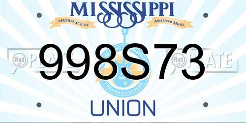 998S73 Mississippi License Plate