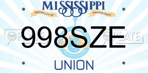 998SZE Mississippi License Plate