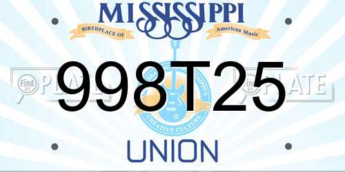 998T25 Mississippi License Plate