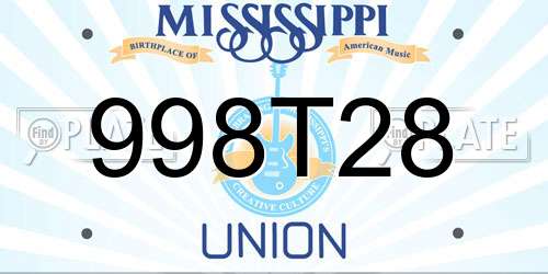 998T28 Mississippi License Plate