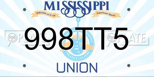 998TT5 Mississippi License Plate