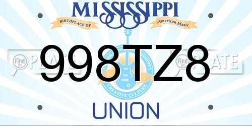 998TZ8 Mississippi License Plate