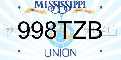 998TZB Mississippi License Plate