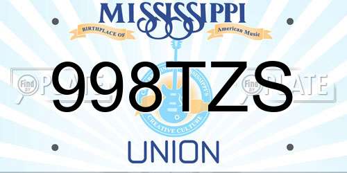 998TZS Mississippi License Plate
