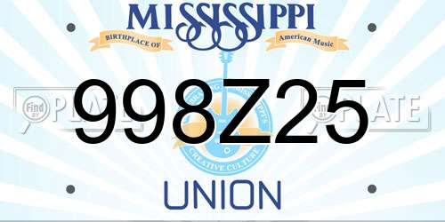998Z25 Mississippi License Plate