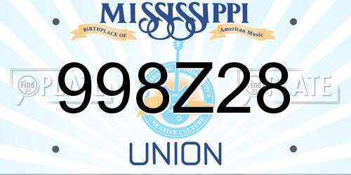 998Z28 Mississippi License Plate