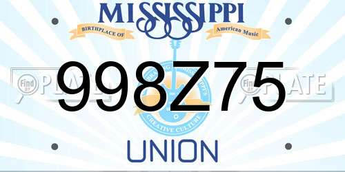 998Z75 Mississippi License Plate