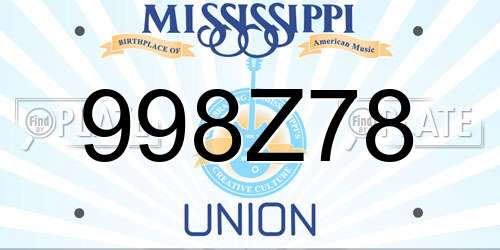 998Z78 Mississippi License Plate
