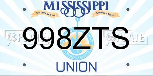 998ZTS Mississippi License Plate