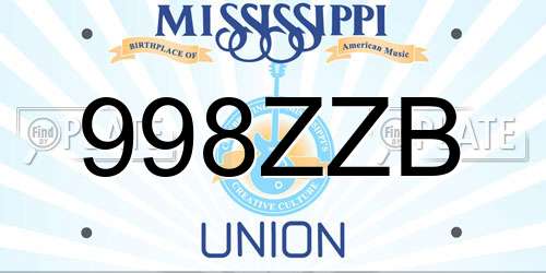 998ZZB Mississippi License Plate